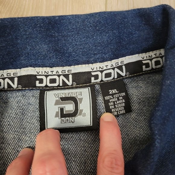 VINTAGE DON Men's Blue Button UP Long Sleeve Denim Jacket Size 2X Large - Picture 4 of 5